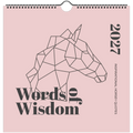 Words of wisdom: Soft pink square wall calendar.