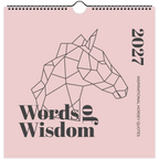 Words of wisdom: Soft pink square wall calendar.