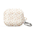 White case with gold geometric pattern and keychain on a white background