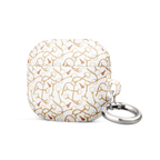 White case with gold geometric pattern and keychain on a white background