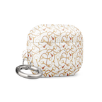 White case with gold geometric pattern and keychain on a white background