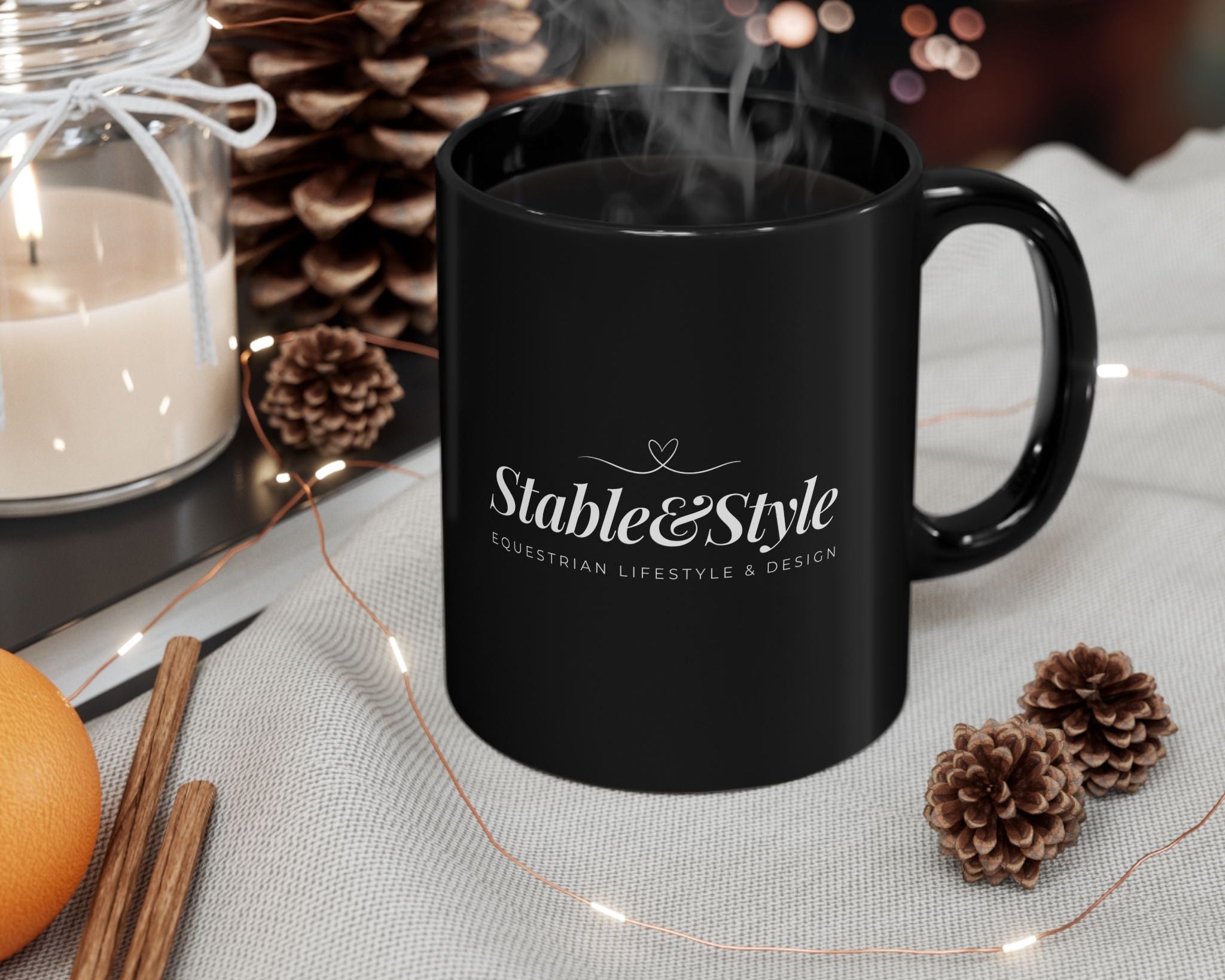 Stable & Style black mug with logo
