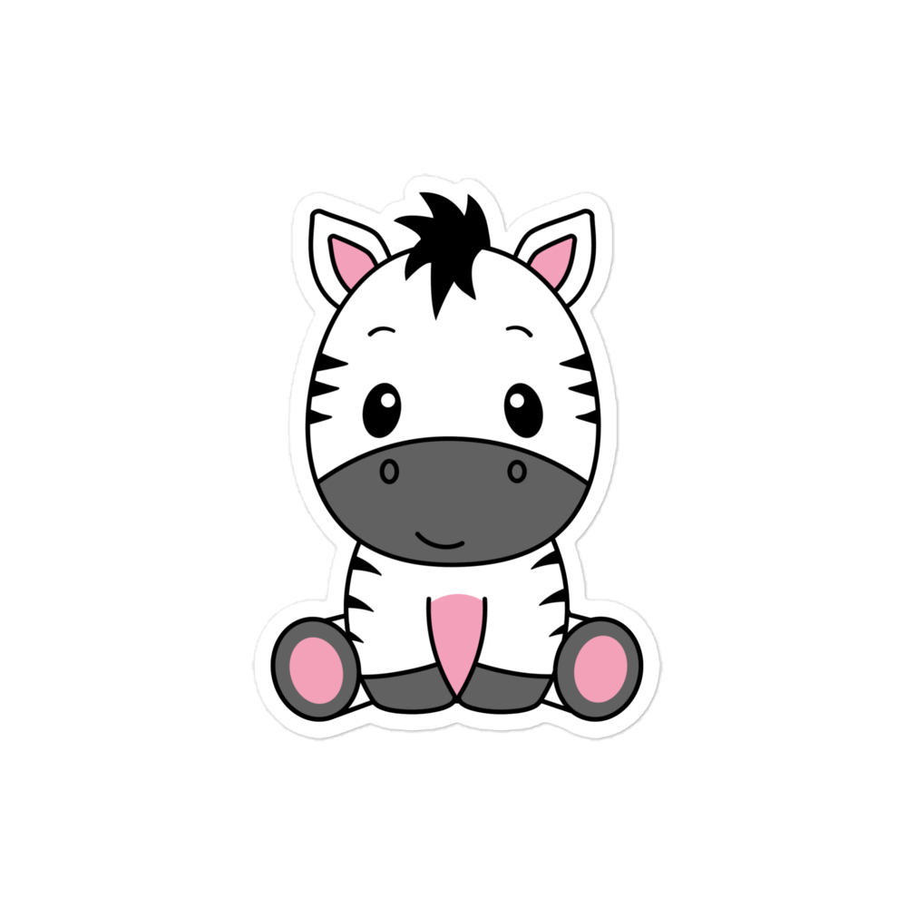 Cartoon pony with black, white, and pink colors on a white background