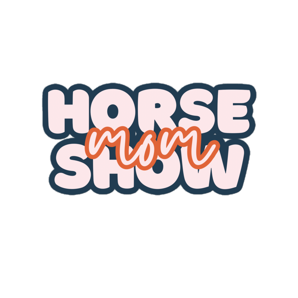 'Horse Mom Show' sticker with a pink and orange gradient on a white background