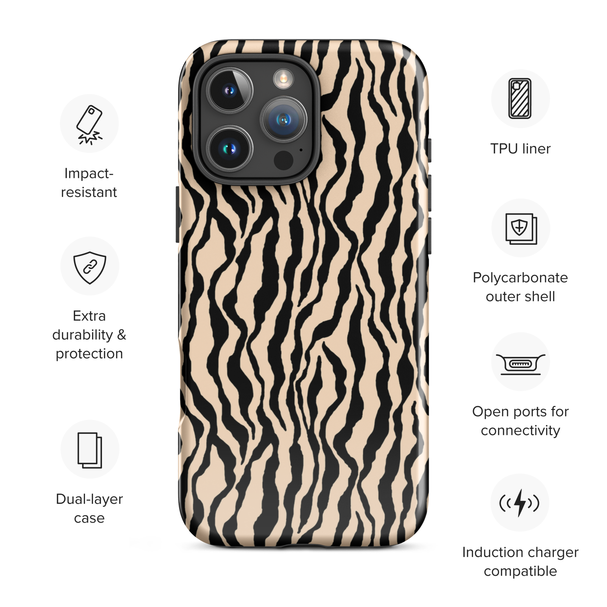 Tiger Print Tough Case for iPhone®
